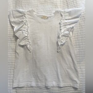 Nation LTD‎ Para Boxy Tee 100% Cotton White Ruffle Sleeveless- Small